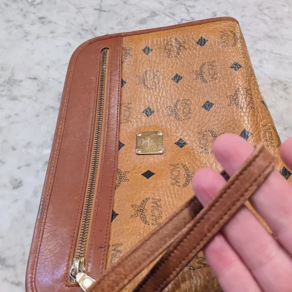MCM Cognac Visetos Toiletry Bag